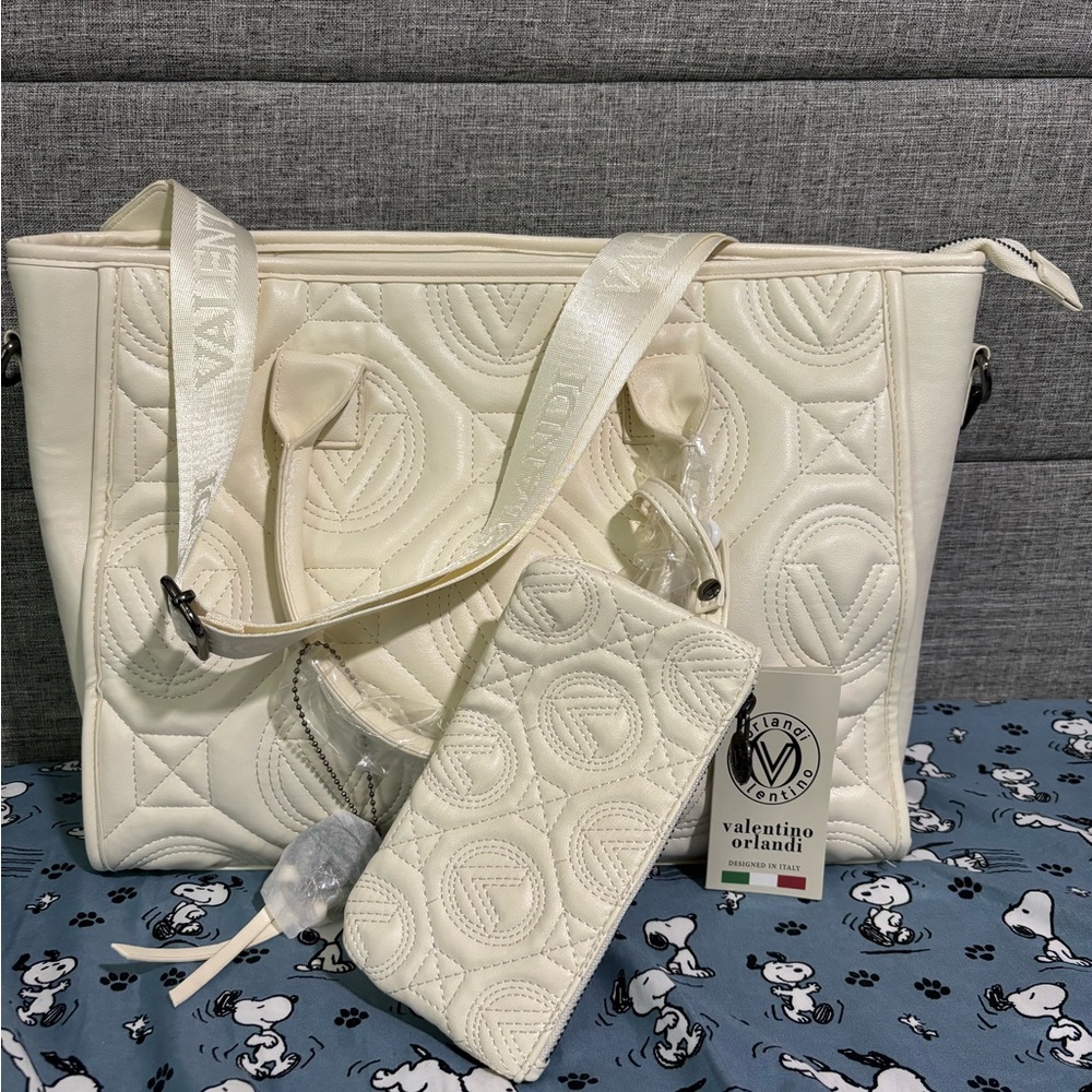 Valentino Orlandi Cream Tote Bag